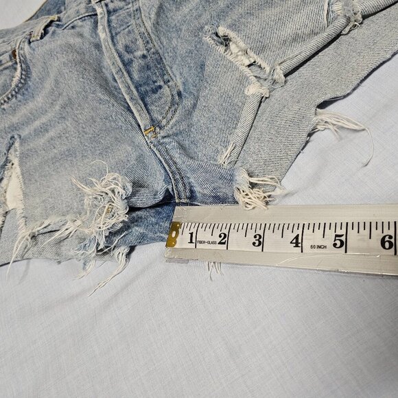 AGOLDE Parker Stone Washed Distressed Cut Off Jean Shorts Women Size 28 Swapmeet - Picture 14 of 16
